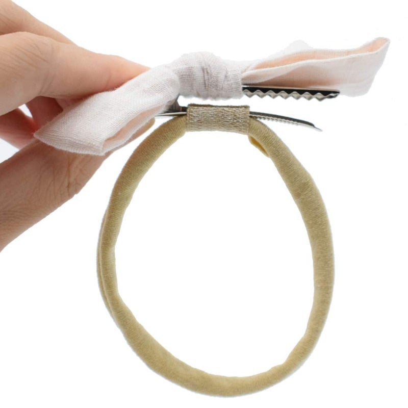 catin Super Soft Nude Interchangeable Nylon Headbands for Newborn Baby Kids, High Stretchy, 15pcs for DIY Crafts - Image 1